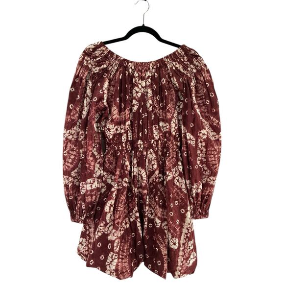 Ulla Johnson Martine Dress In Syrah Shibori Hand-Tied Cotton Mini Size 2 - Picture 8 of 13
